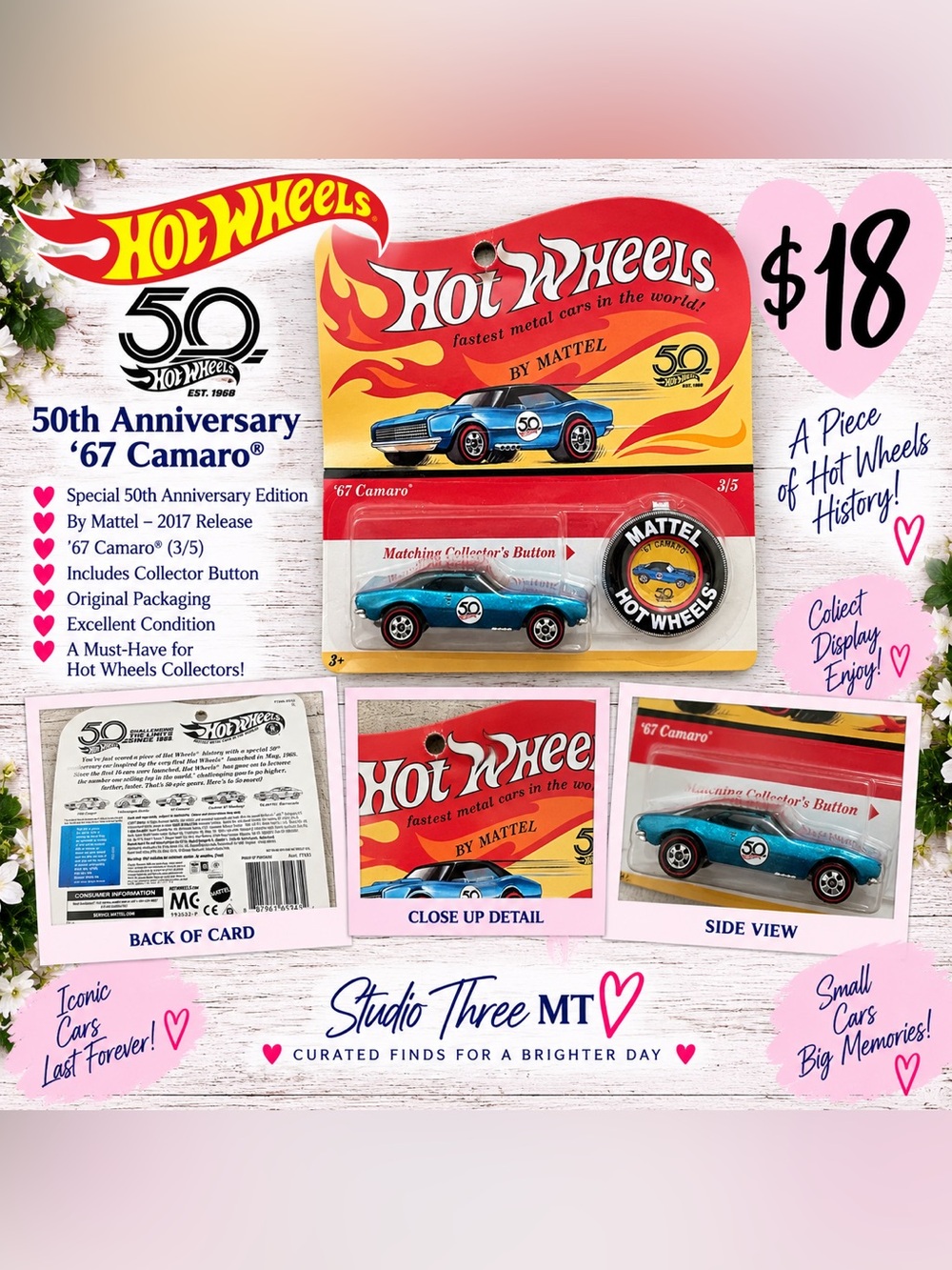 Hot Wheels '67 Camaro 50th Anniversary Party Favor – Blue by Mattel